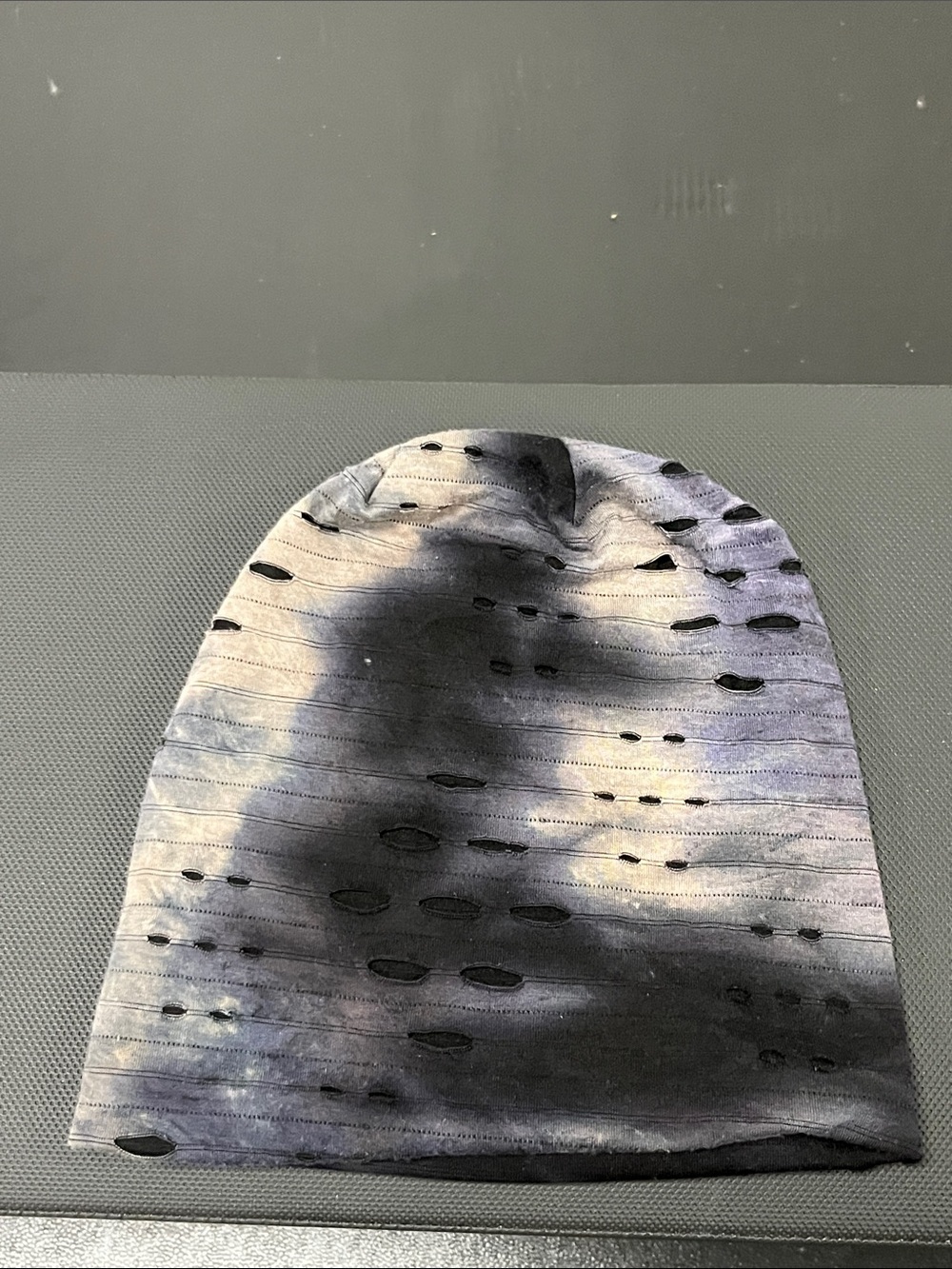 Distressed Washed Black Purple & Gray Men's Beanie #1261